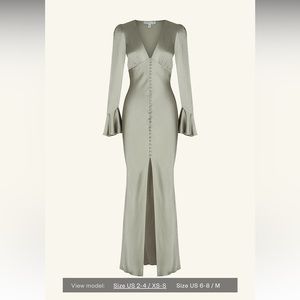 Shona Joy- La Lune Frill Cuff Bias Midi Dress - Sage - NEVER WORN